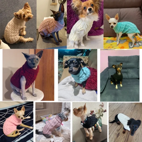 Dog Sweaters for Small Medium Dogs Cats Clothes Winter Warm Pet Turtleneck Chihuahua Vest Soft Yorkie Coat - Image 2